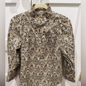 Tuckernuck Women's Beige and Brown Patterned Blouse